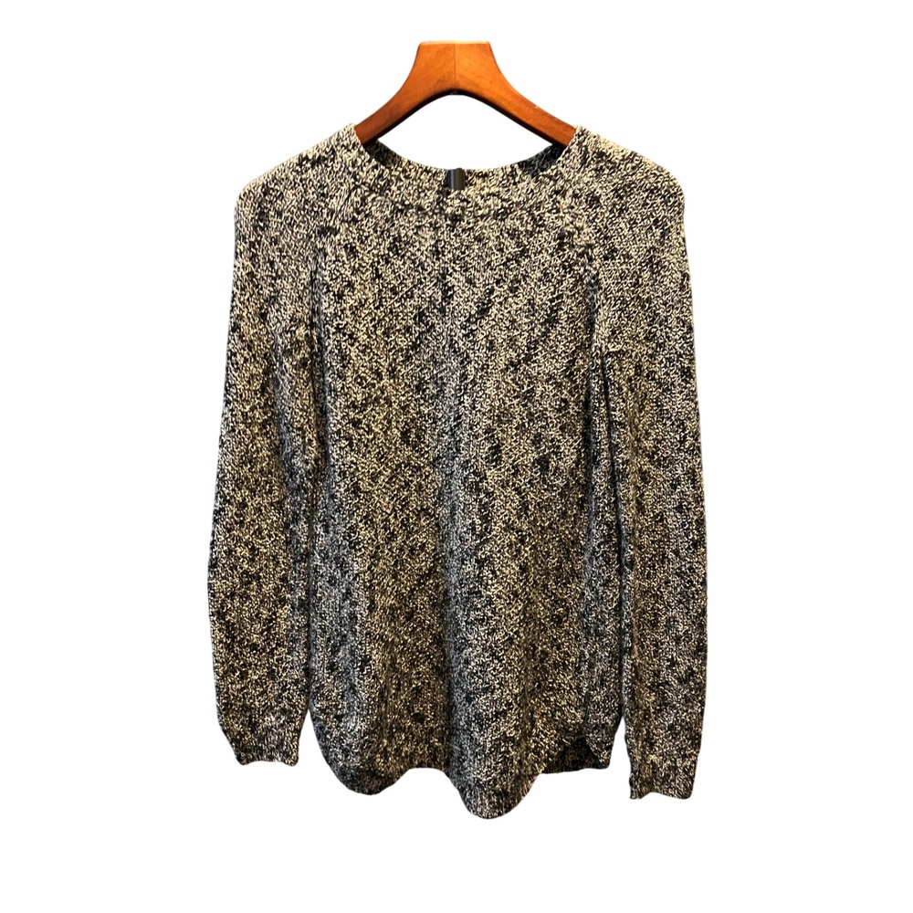 SO Womens Small Black White Marled Knit Pullover Sweater Crew Neck Raglan Sleeve